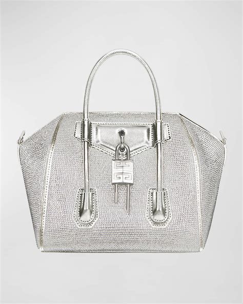 Mini Antigona Lock bag in satin with strass 